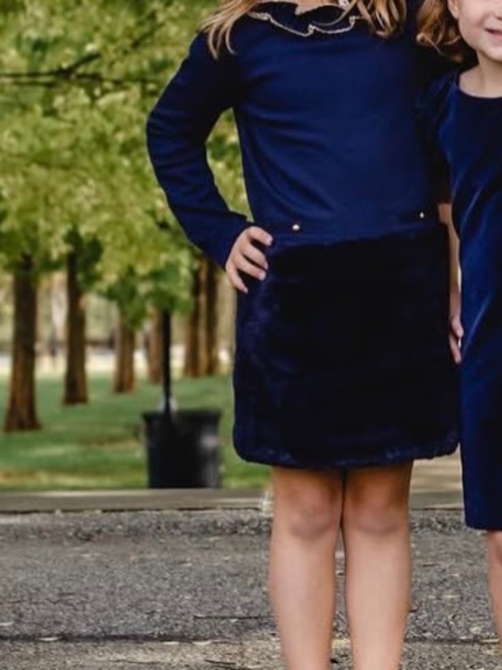 Janie and Jack Navy with Fur trim dress